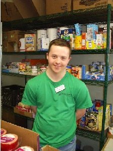 Joe Kane, 19, who has Down syndrome, is a regular weekly volunteer at the center with his mother, Joan Kane.